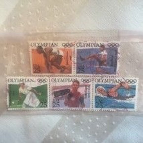 3 Sets of 5 US 1990 OLYMPIAN 25 Cent Cancelled Stamps Jessie Owens Ray Ewry - Picture 2 of 9